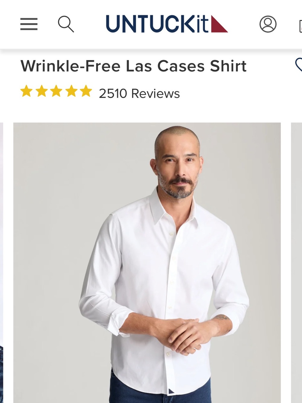 MENS untuckit las cases large wrinkle free cotton dress shirt regular fit white